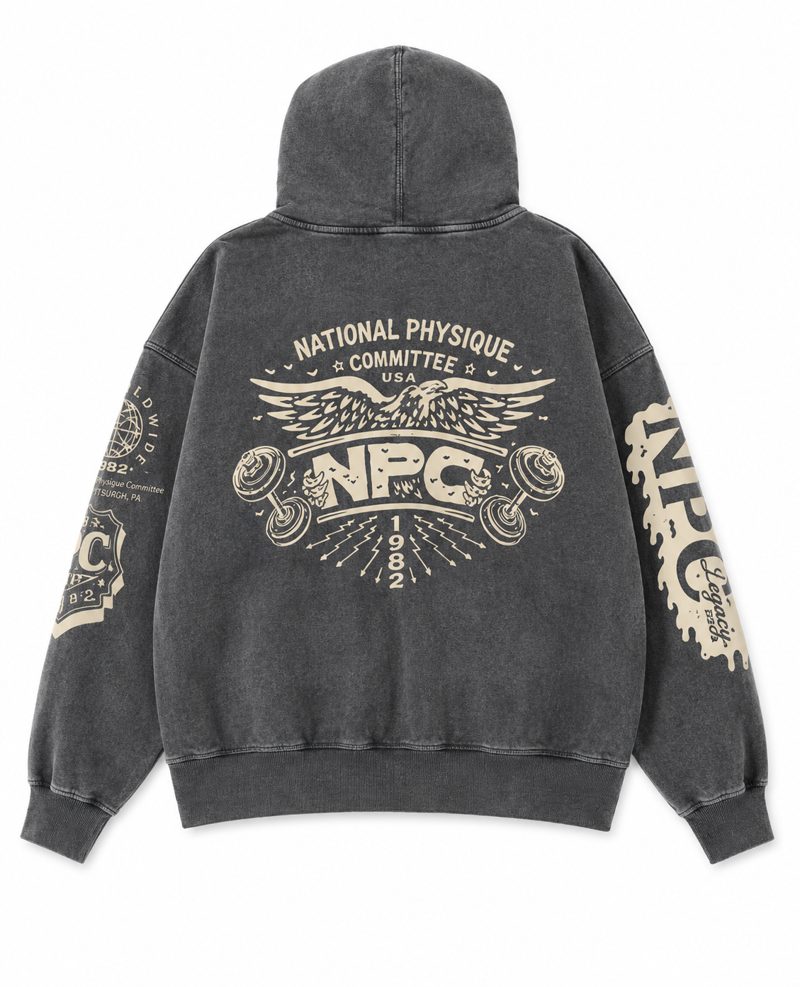 NPC LEGACY DISTRESSED HOODIE - STEEL GRAY