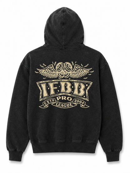 IFBB PRO LEGACY ZIP-UP DISTRESSED HOODIE