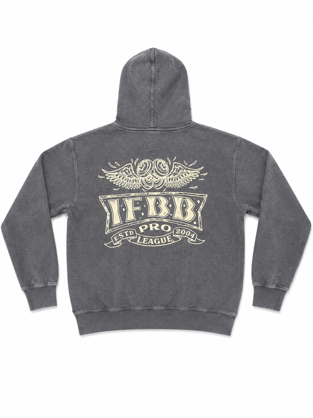 IFBB PRO LEGACY DISTRESSED HOODIE - STEEL GRAY