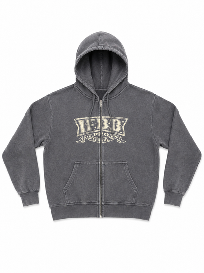 IFBB PRO LEGACY DISTRESSED ZIP UP - STEEL GRAY