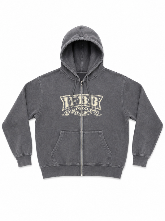 IFBB PRO LEGACY DISTRESSED ZIP UP - STEEL GRAY