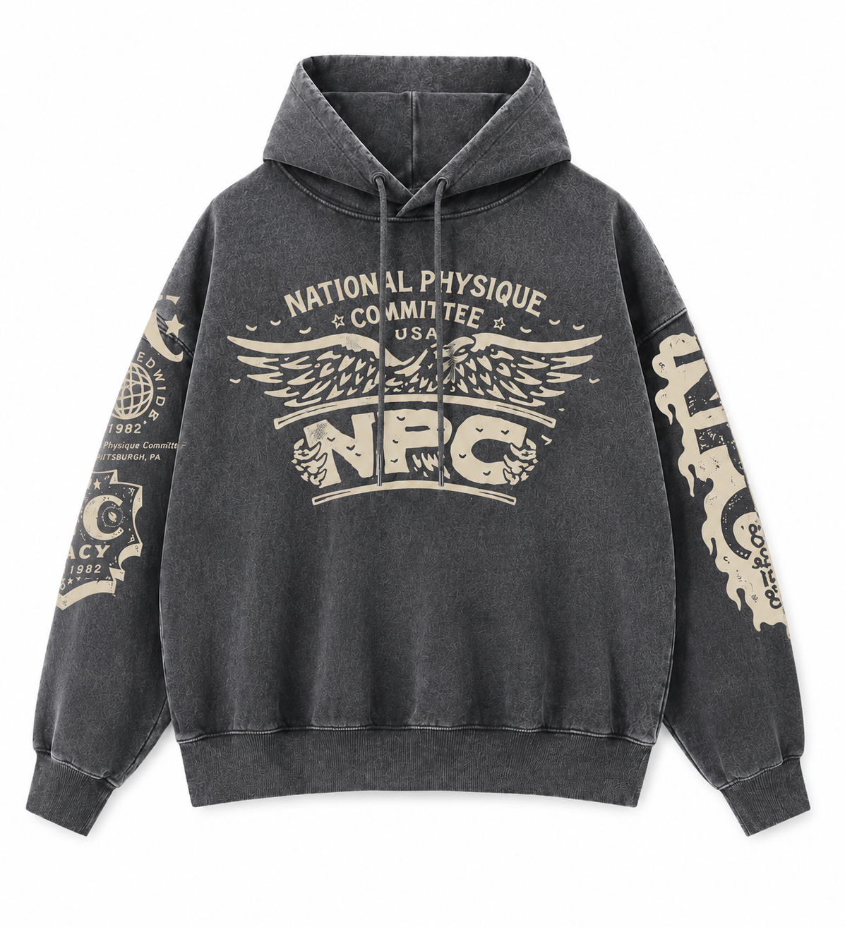 NPC LEGACY DISTRESSED HOODIE - STEEL GRAY