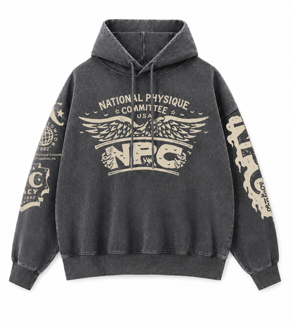 NPC LEGACY DISTRESSED HOODIE - STEEL GRAY