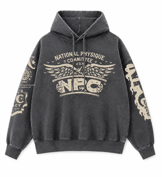 NPC LEGACY DISTRESSED HOODIE - STEEL GRAY