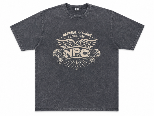 NPC LEGACY DISTRESSED OVERSIZED T-SHIRT - STEEL GRAY