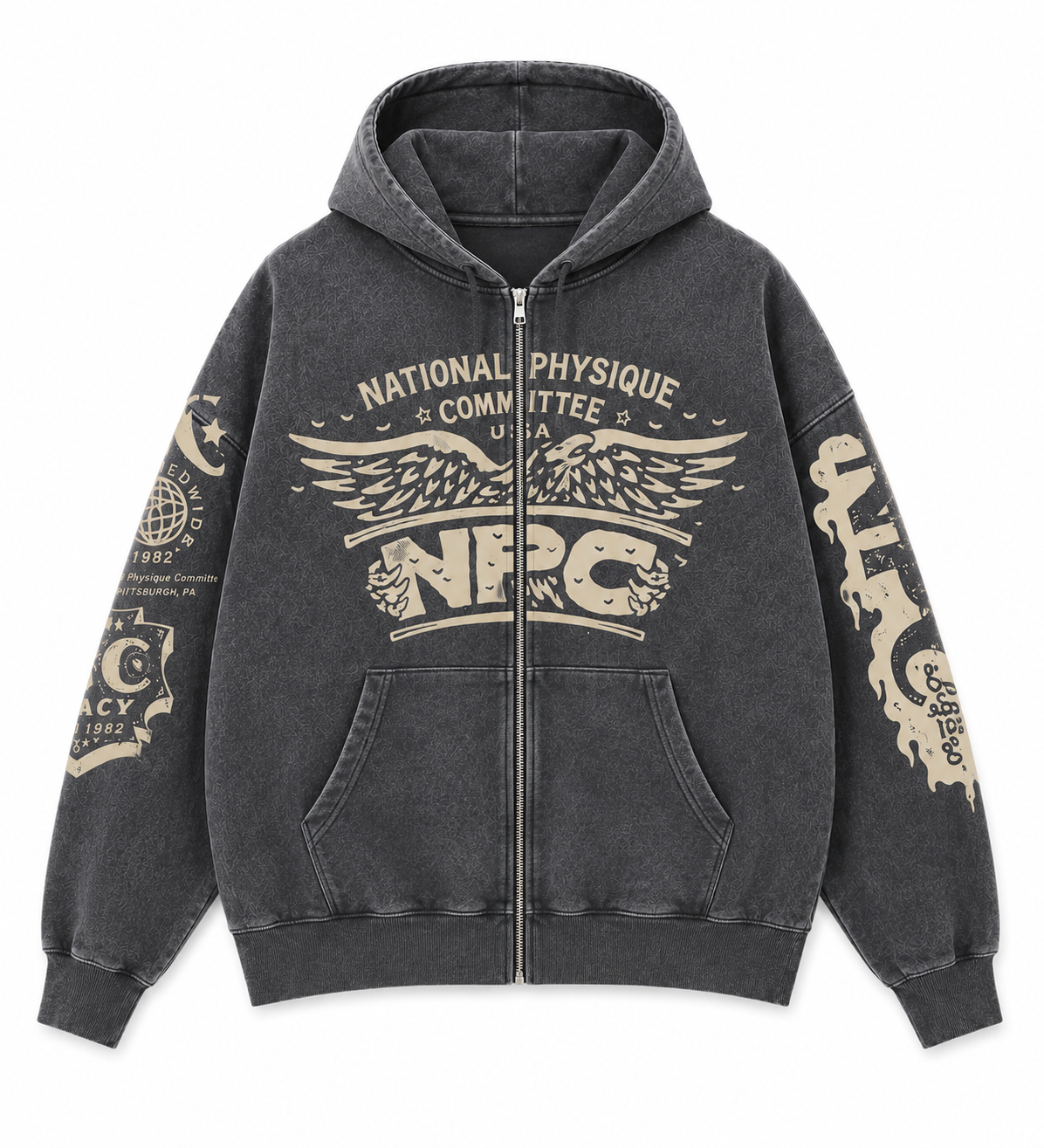 NPC LEGACY DISTRESSED ZIP-UP - STEEL GRAY