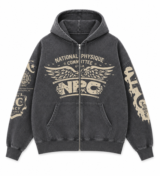 NPC LEGACY DISTRESSED ZIP-UP - STEEL GRAY