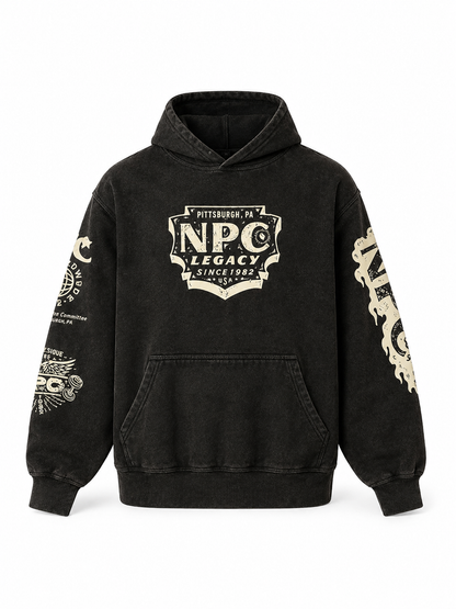 NPC LEGACY DISTRESSED HOODIE - OBSIDIAN BLACK