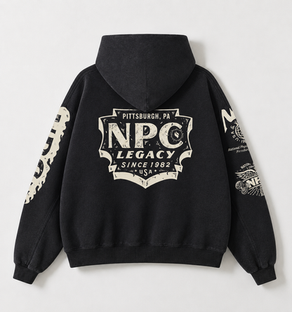 NPC LEGACY ZIP-UP DISTRESSED HOODIE